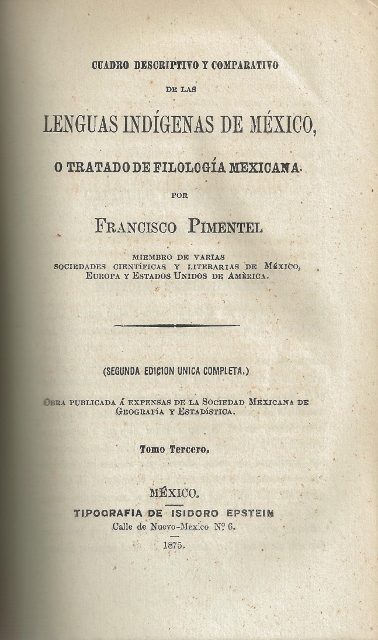 CUADRO DESCRIPTIVO Y COMPARATIVO DE LAS LENGUAS INDIGENAS DE MEXICO
