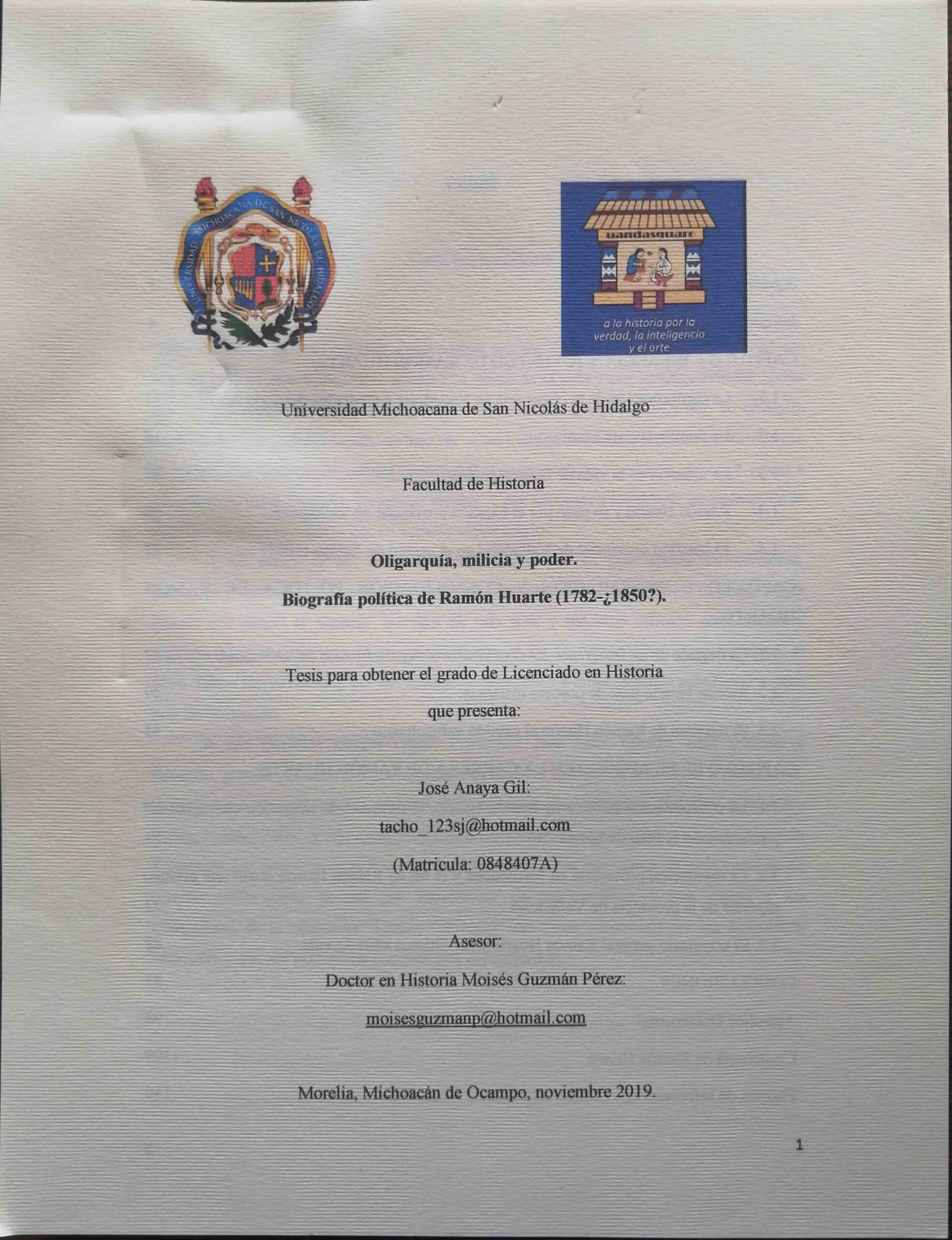 UNIVERSIDAD MICHOACANA DE SAN NICOLAS DE HIDALGO. FACULTAD DE HISTORIA. OLIGARQUIA